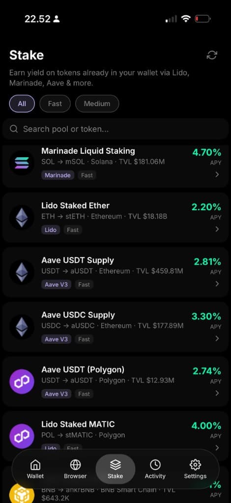 Coinvora stake and earn yield screen
