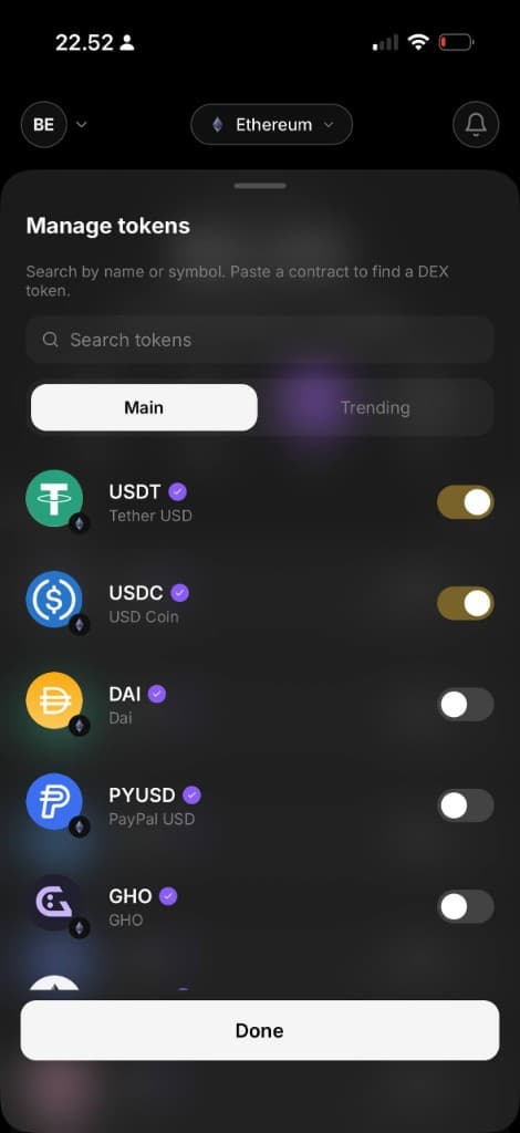Manage tokens