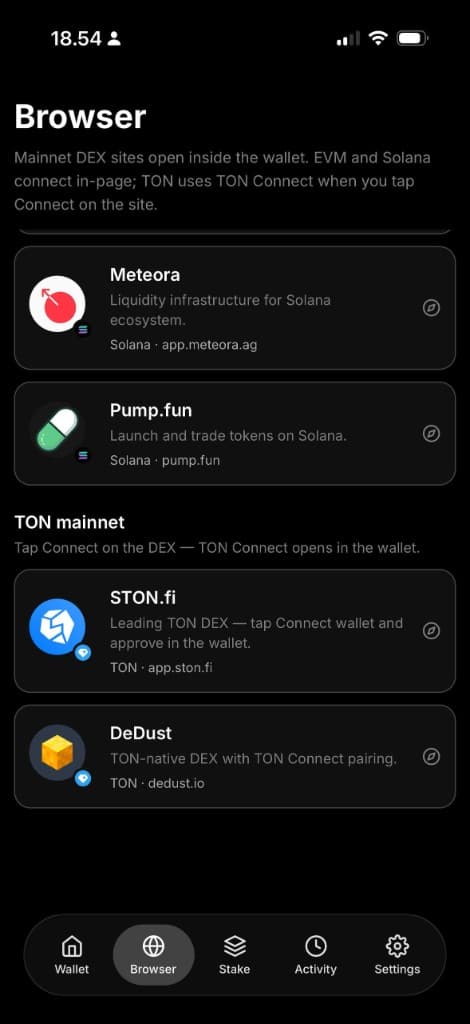 Settings hub