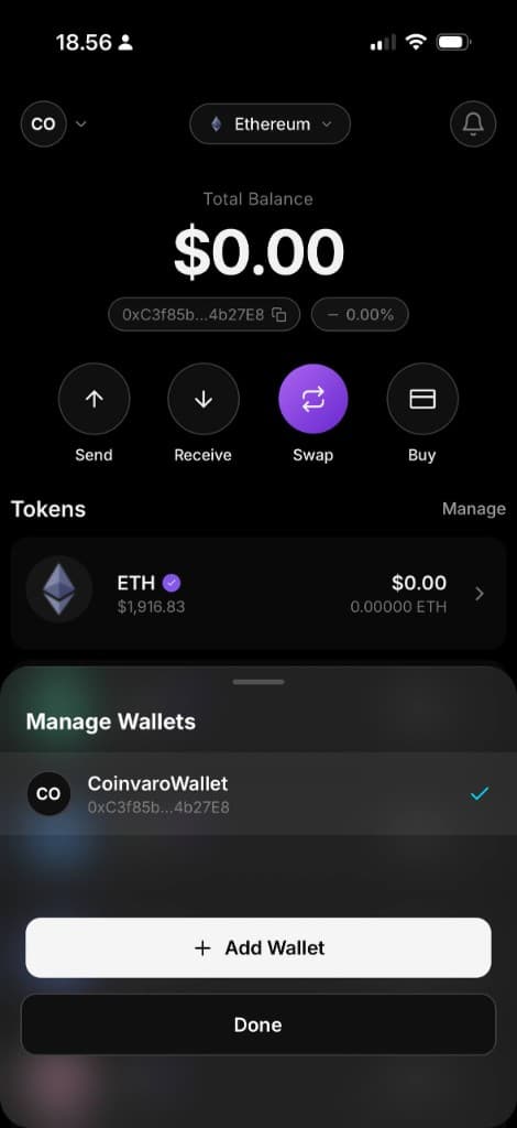 Coinvora wallet home